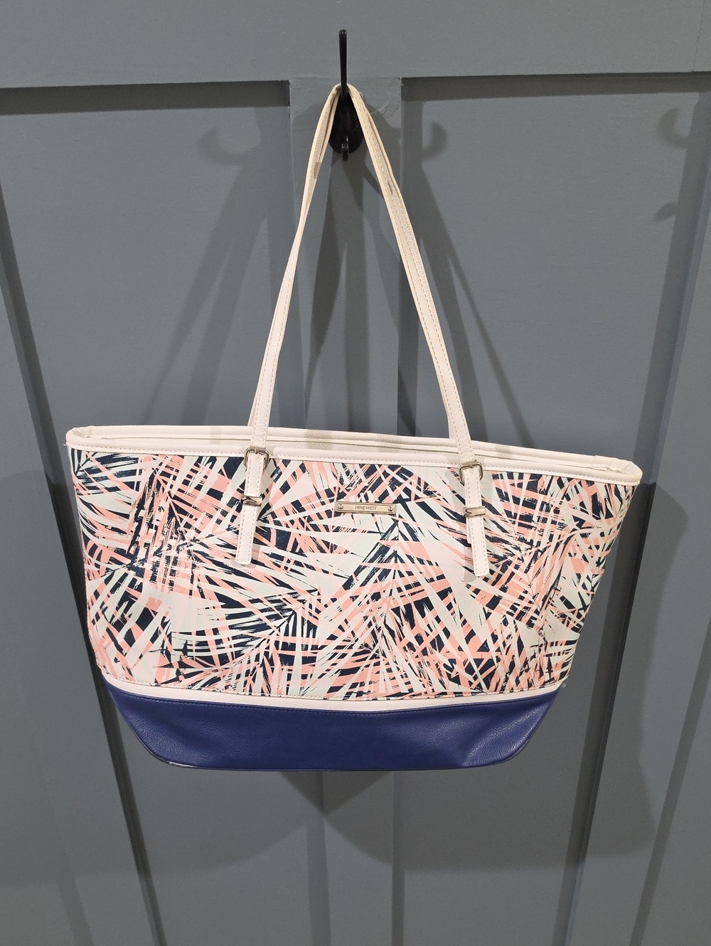 Patterned Pink & Navy Tote Bag